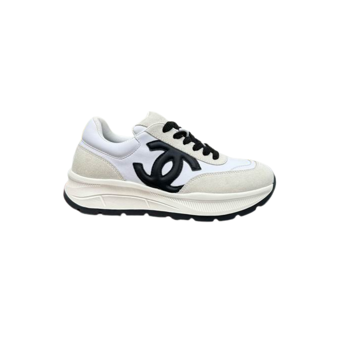 White Black Suede Kidskin