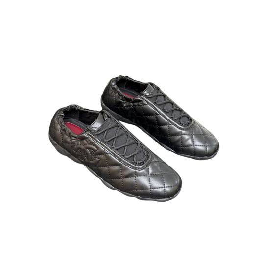 Black Quilted Lambskin Sneakers