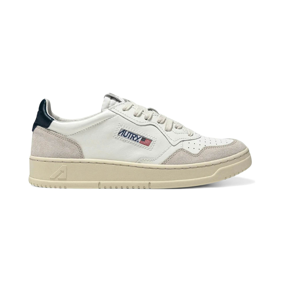 Autry Medalist Leather Low White Blue Beige