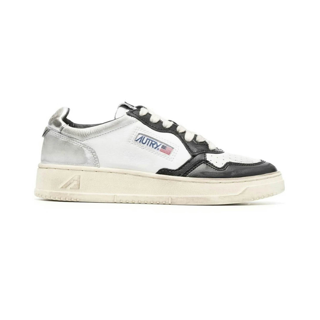 Autry Medalist Super Vintage Leather Low White Black Silver