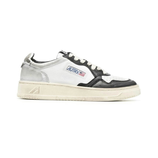 Autry Medalist Super Vintage Leather Low White Black Silver