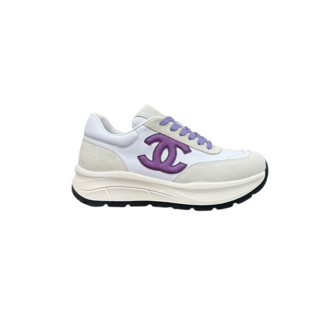 White Purple Suede Kidskin