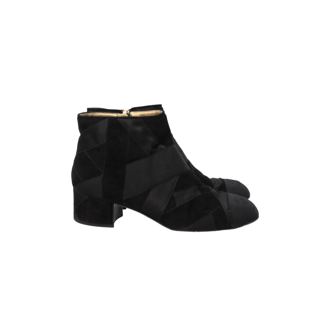 Grosgrain Ankle Boots Satin Black