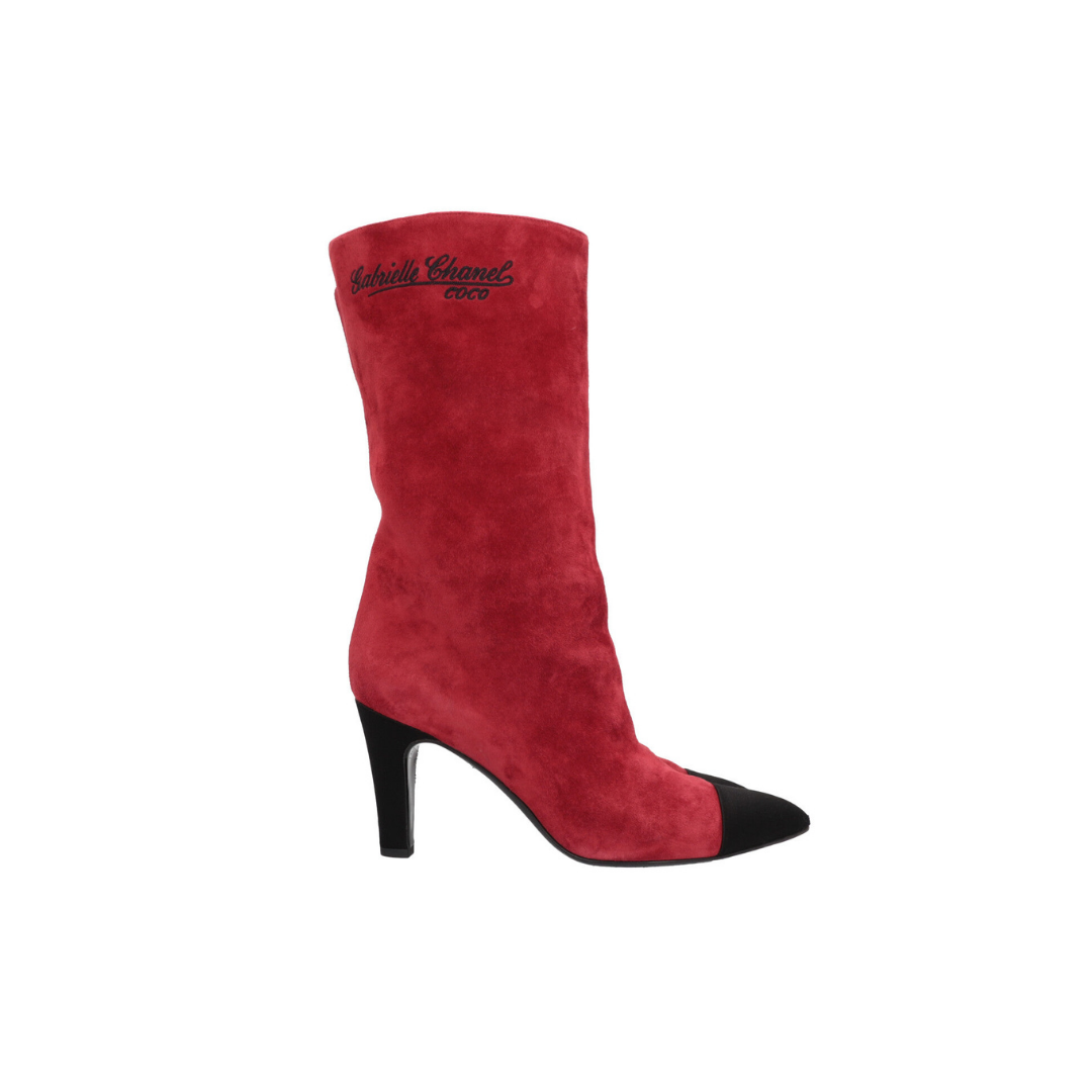 Gabrielle High Ankle Boots Suede Red