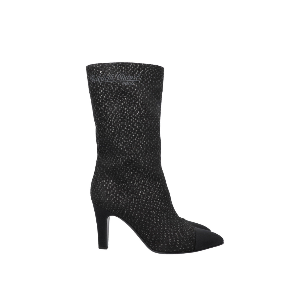 Gabrielle High Ankle Boots Glittercanvas Black