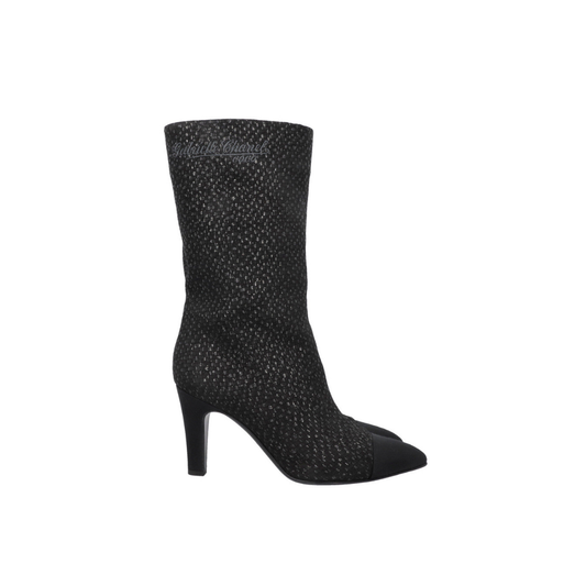 Gabrielle High Ankle Boots Glittercanvas Black