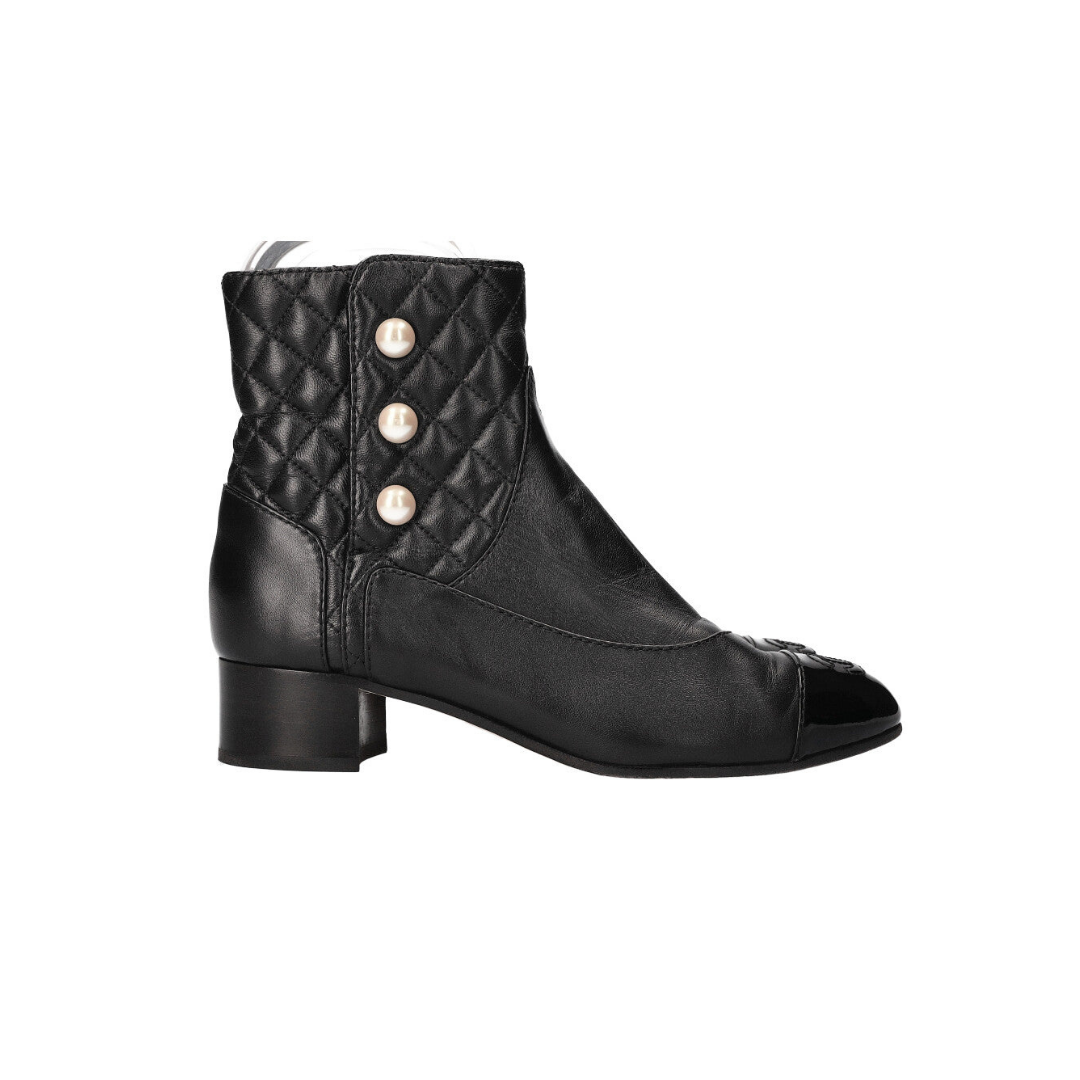 Quilted Black Ankle Boots