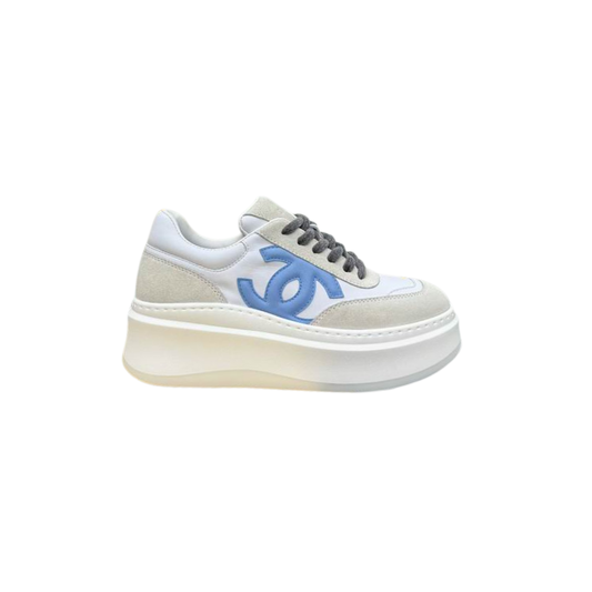 White Platform Sneakers Prominent Blue