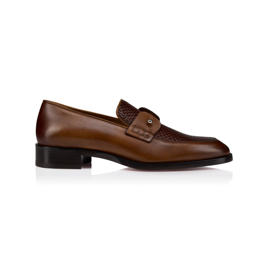 Chambelimoc Loafers Patinated Calf Leather Braided Leather Havane
