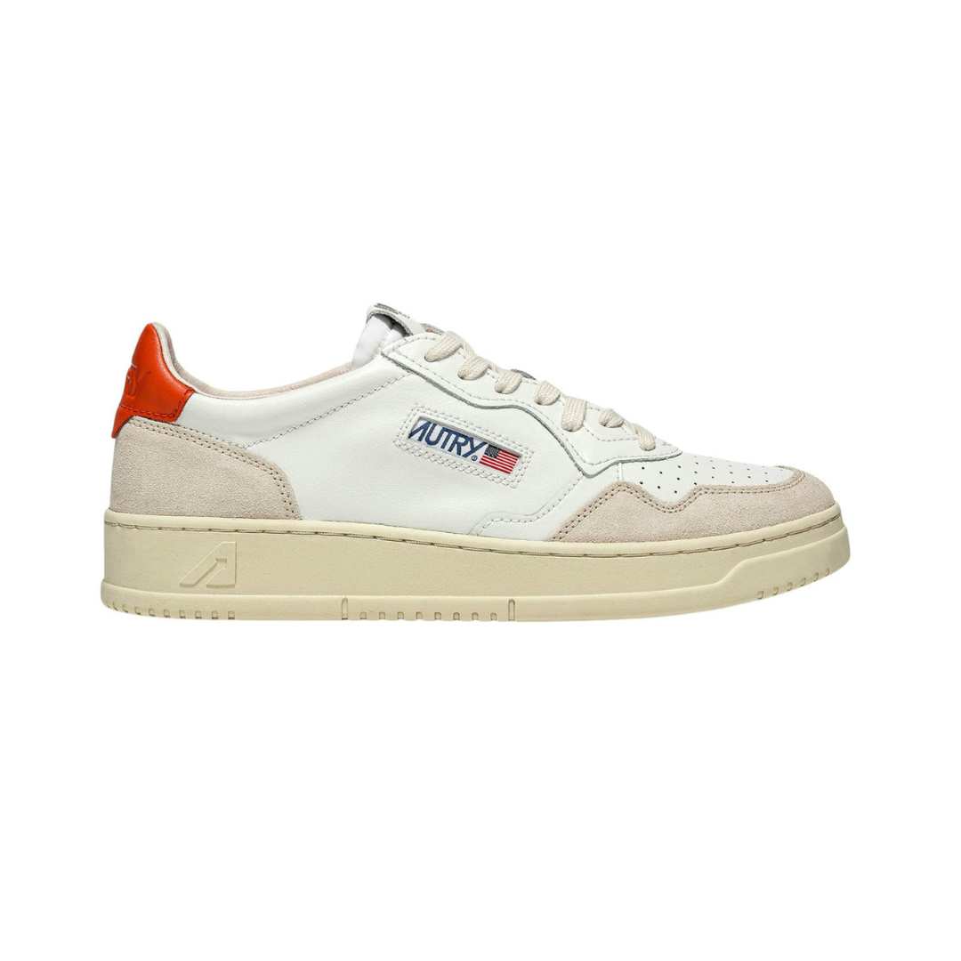 Autry Medalist Leather Suede Low White Beige Orange