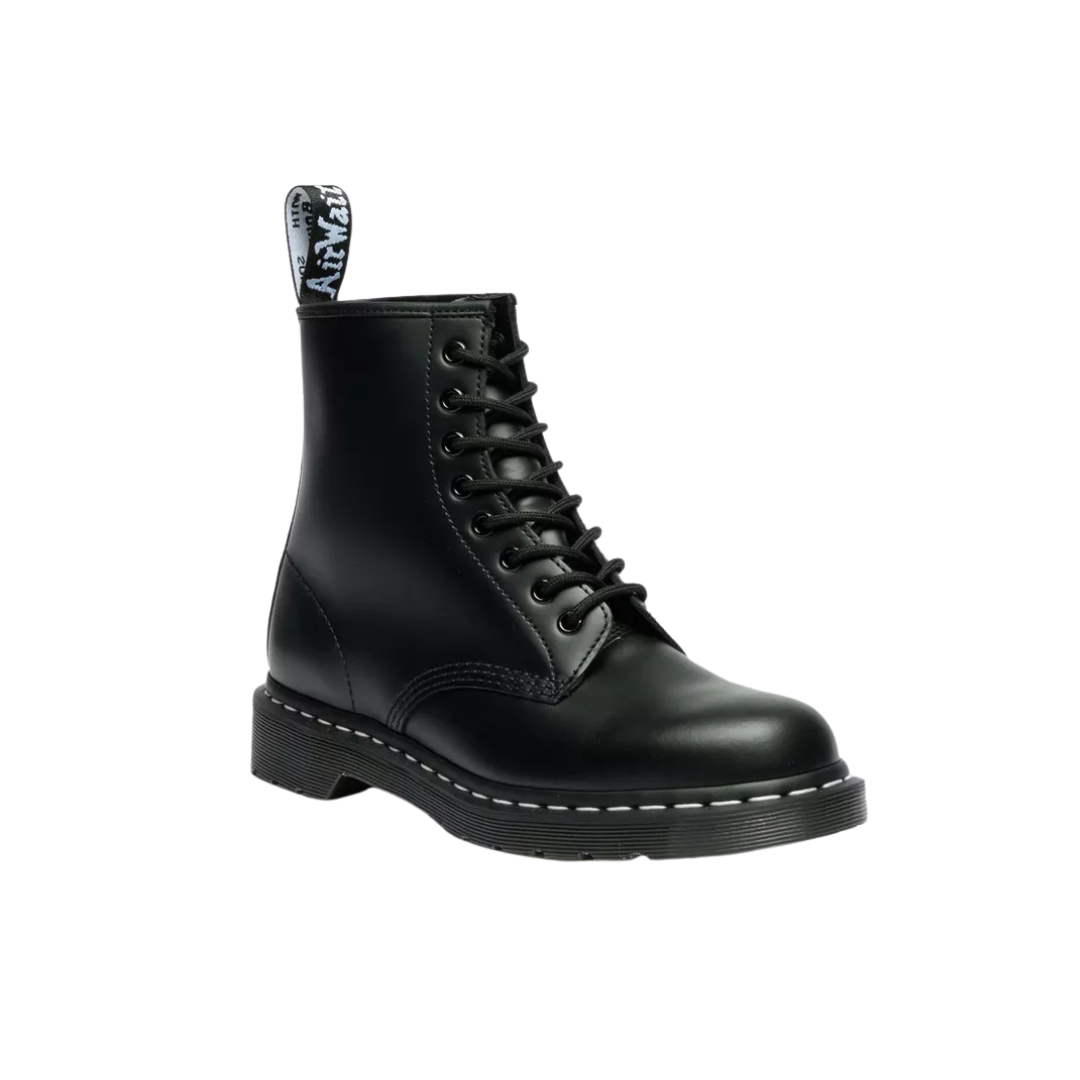 DR. MARTENS 1460 White Stitch Smooth Leather Lace Up Boots