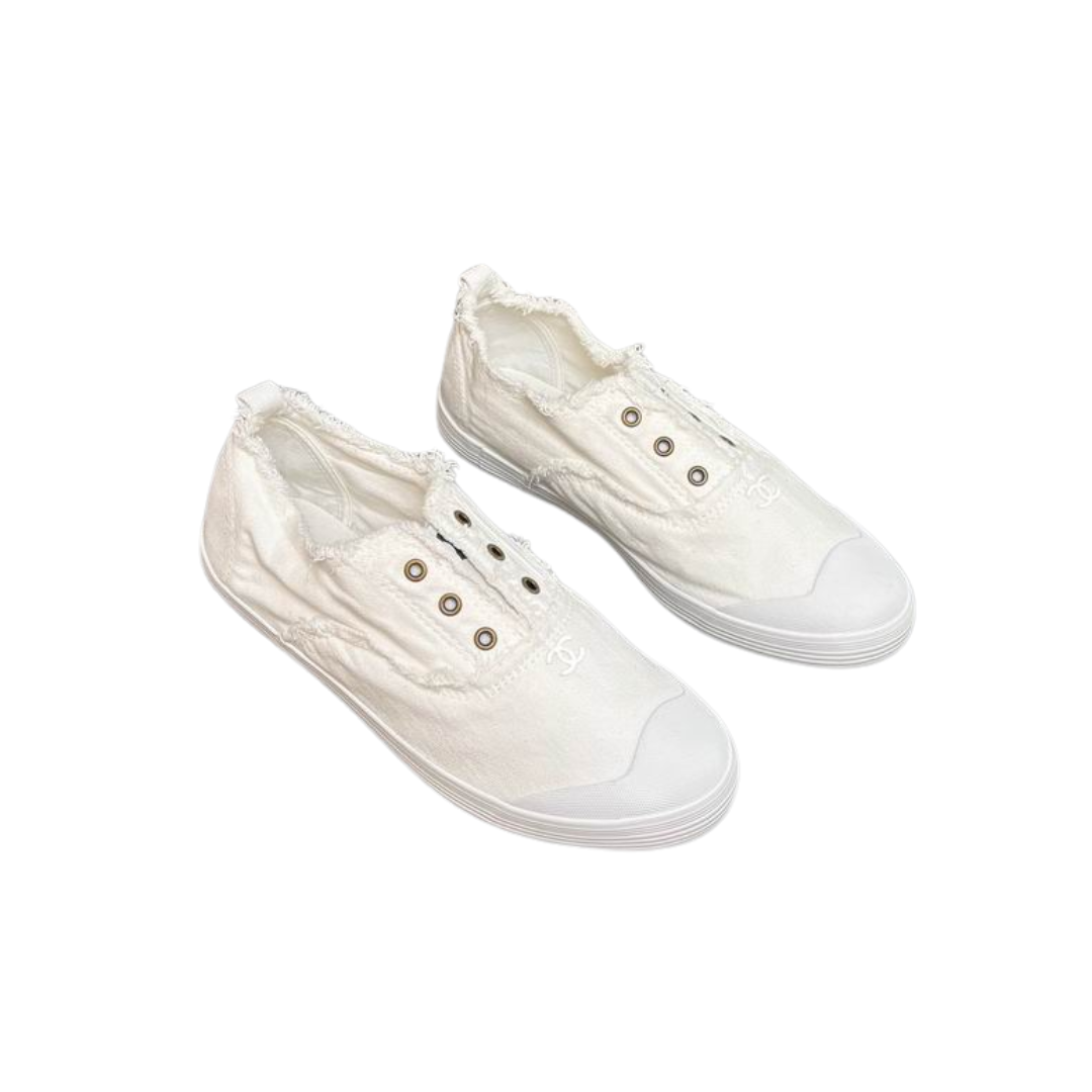 White Canvas Slip Casual Shoes