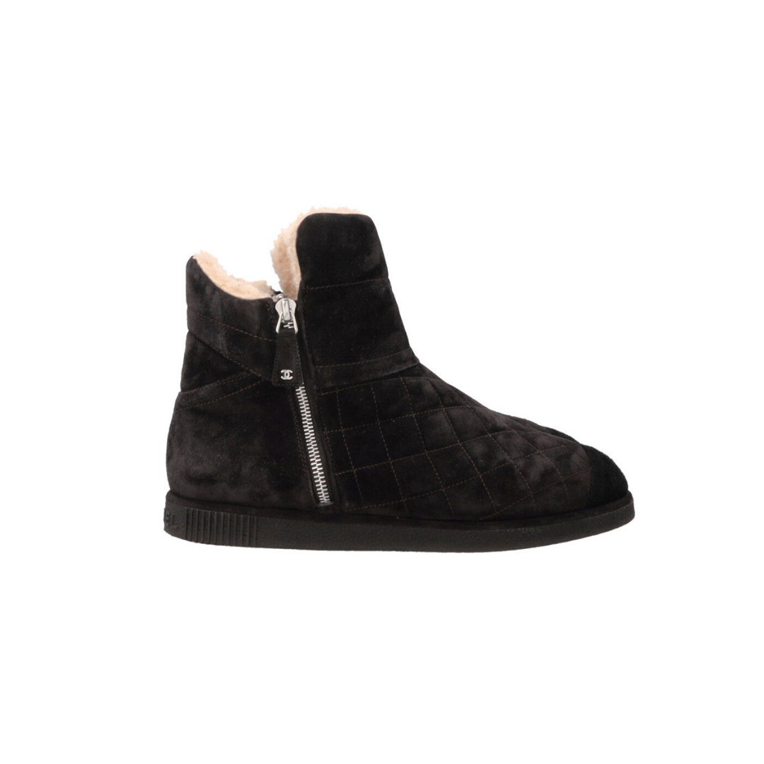 Shearling Ankle Boots Suede Charcoal