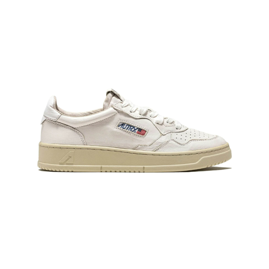 Autry Medalist Leather Low Goatskin White