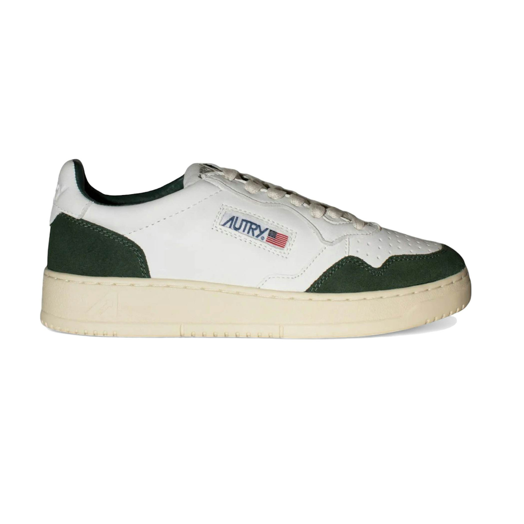 Autry Medalist Leather Low White Bottle Green