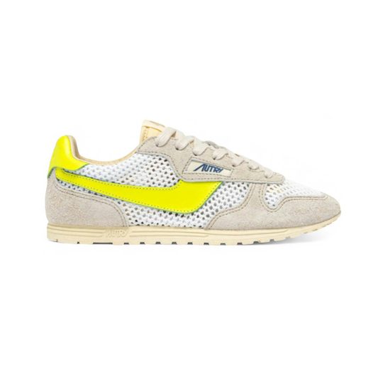 Autry Windspin White Sand Mesh Evening Primrose Leather
