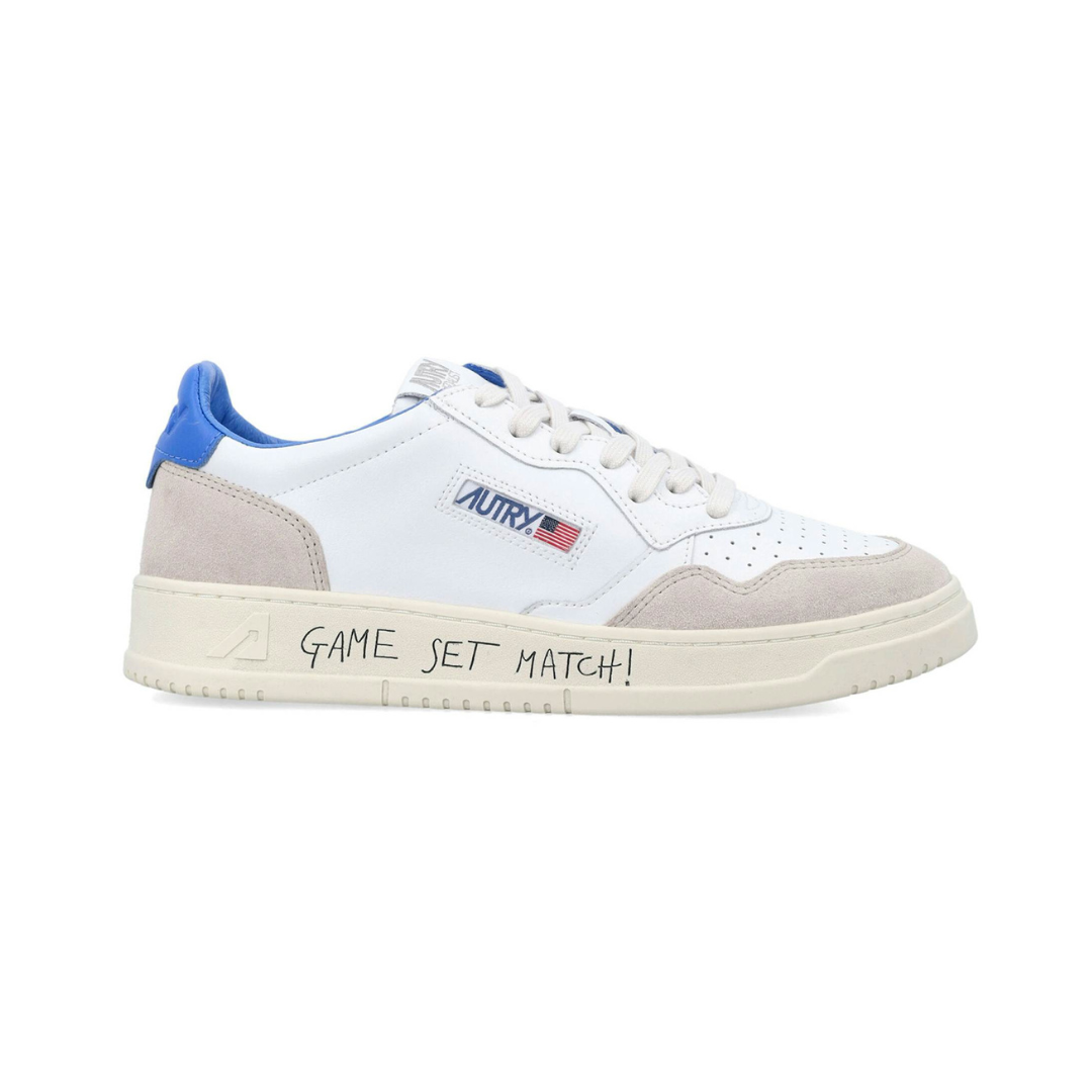 Autry Medalist Leather Low Game Set Match! White Palace Blue Grey