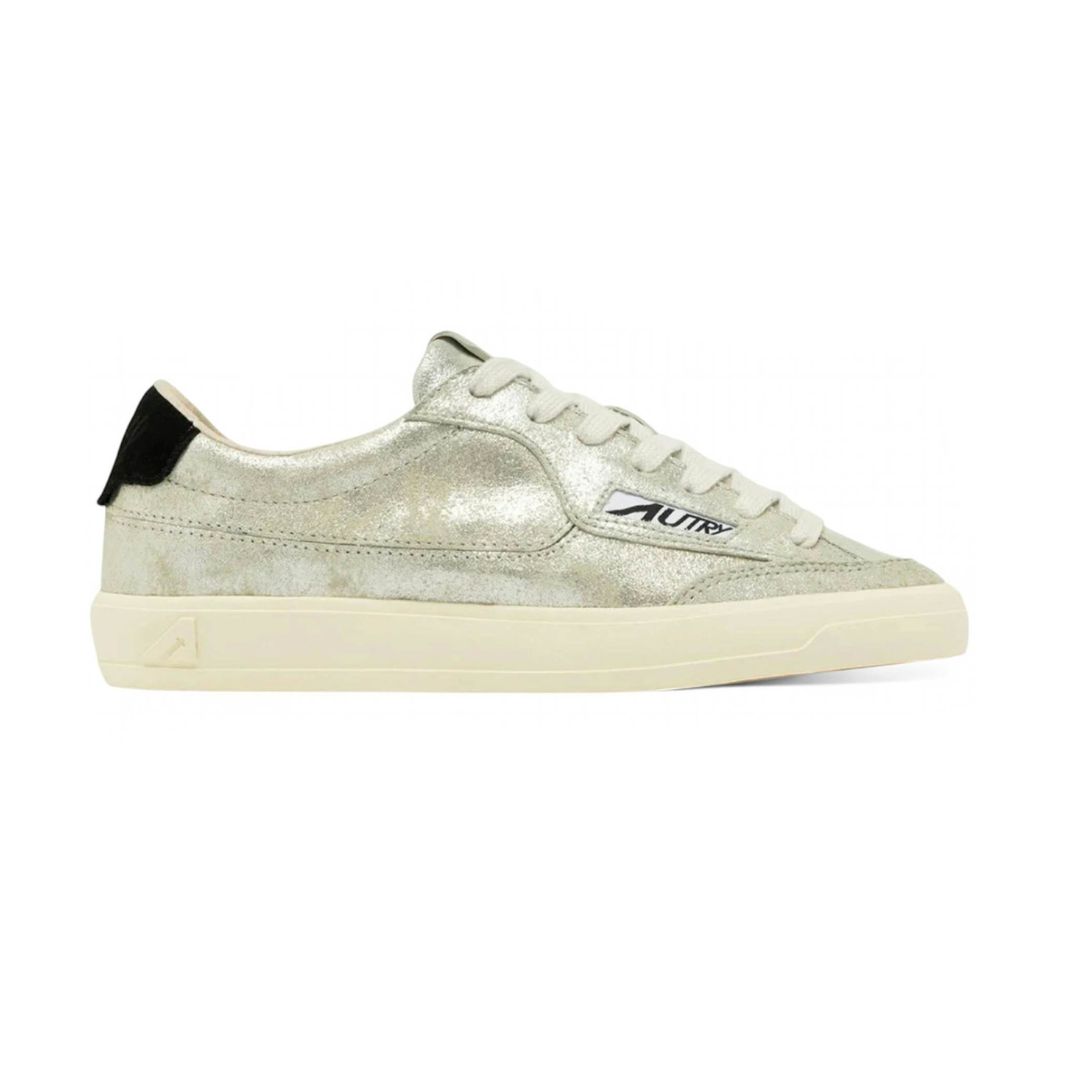 Autry Windscape Low Silver Laminated Black Suede