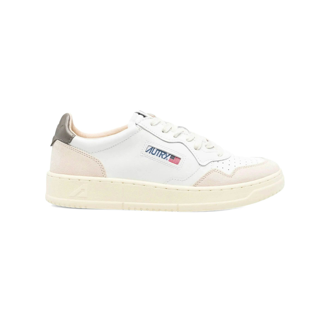 Autry Medalist Leather Low White Morel Suede
