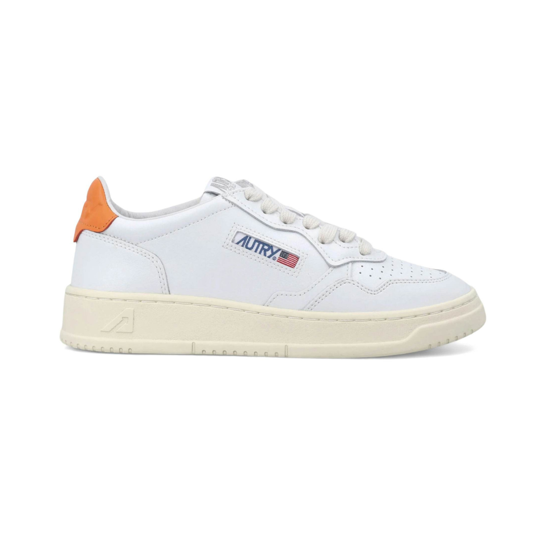 Autry Medalist Leather Low White Parsimmon Orange