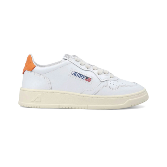 Autry Medalist Leather Low White Parsimmon Orange