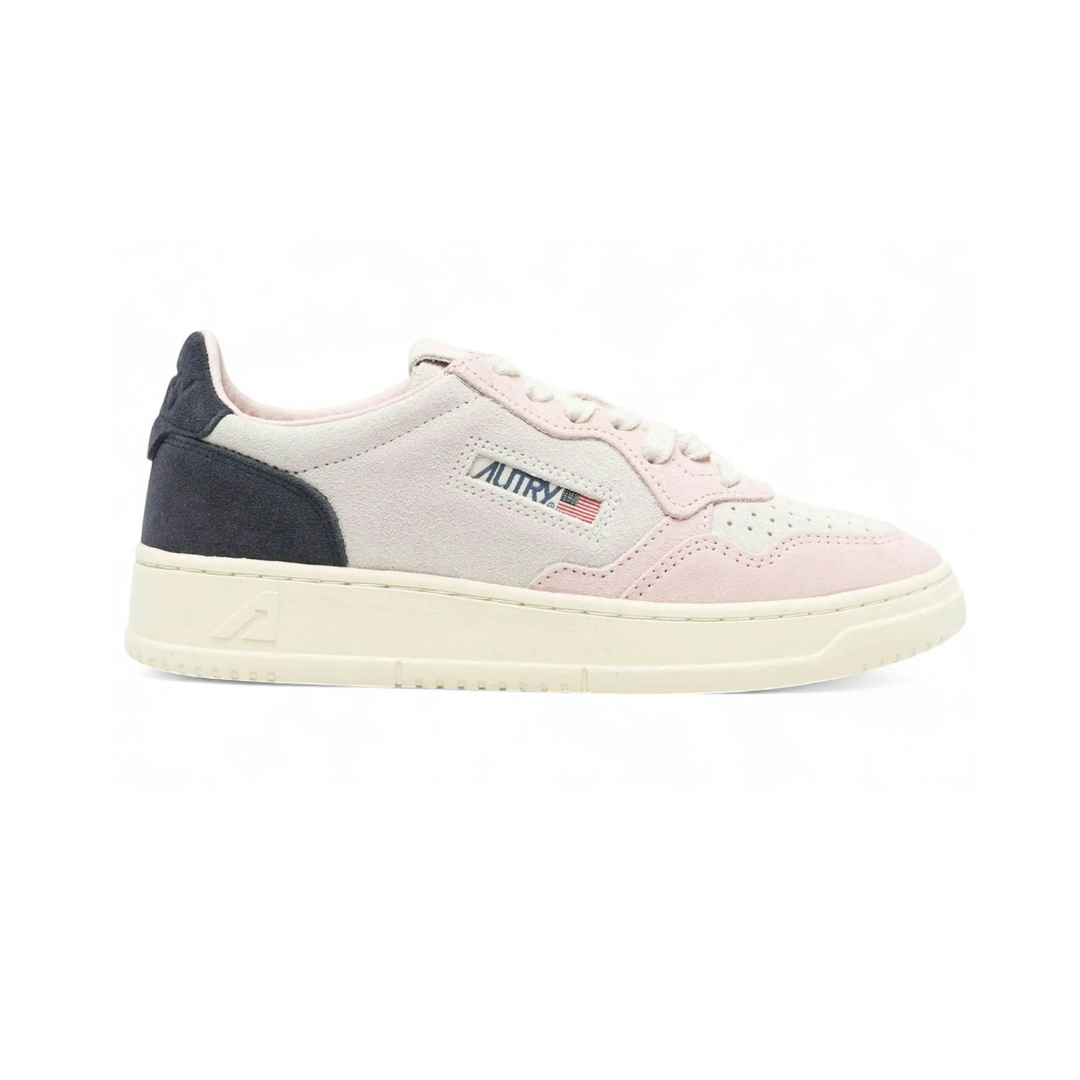Autry Medalist Low Beige Navy Pink Suede