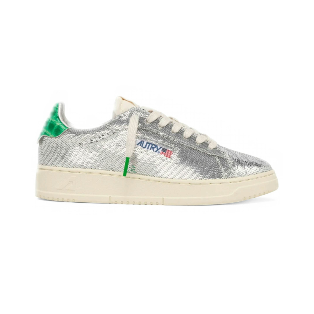 Autry Dallas Low Sparkling Silver Green Sequins