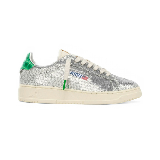 Autry Dallas Low Sparkling Silver Green Sequins