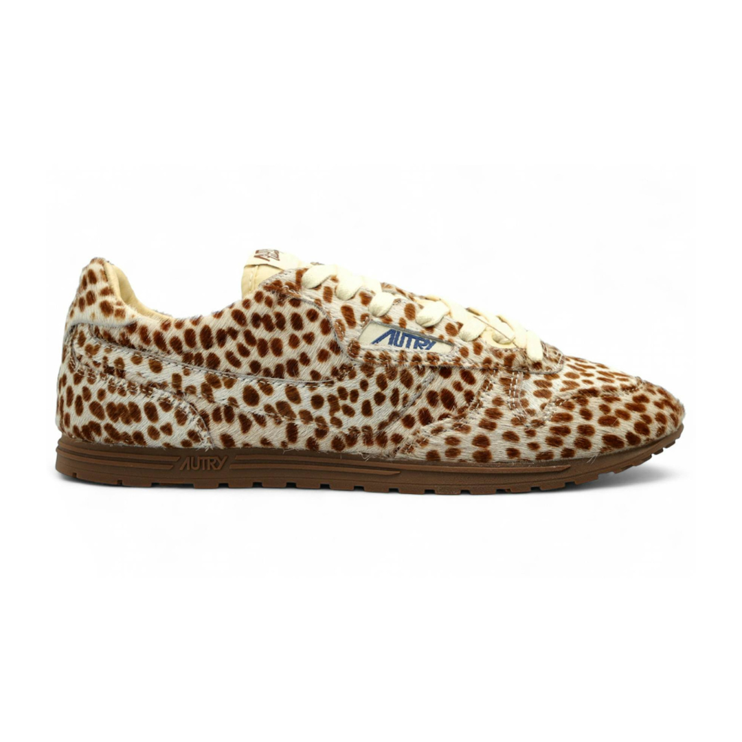 Autry Windspin Low Animal Print Pony Hair Ivory Brown