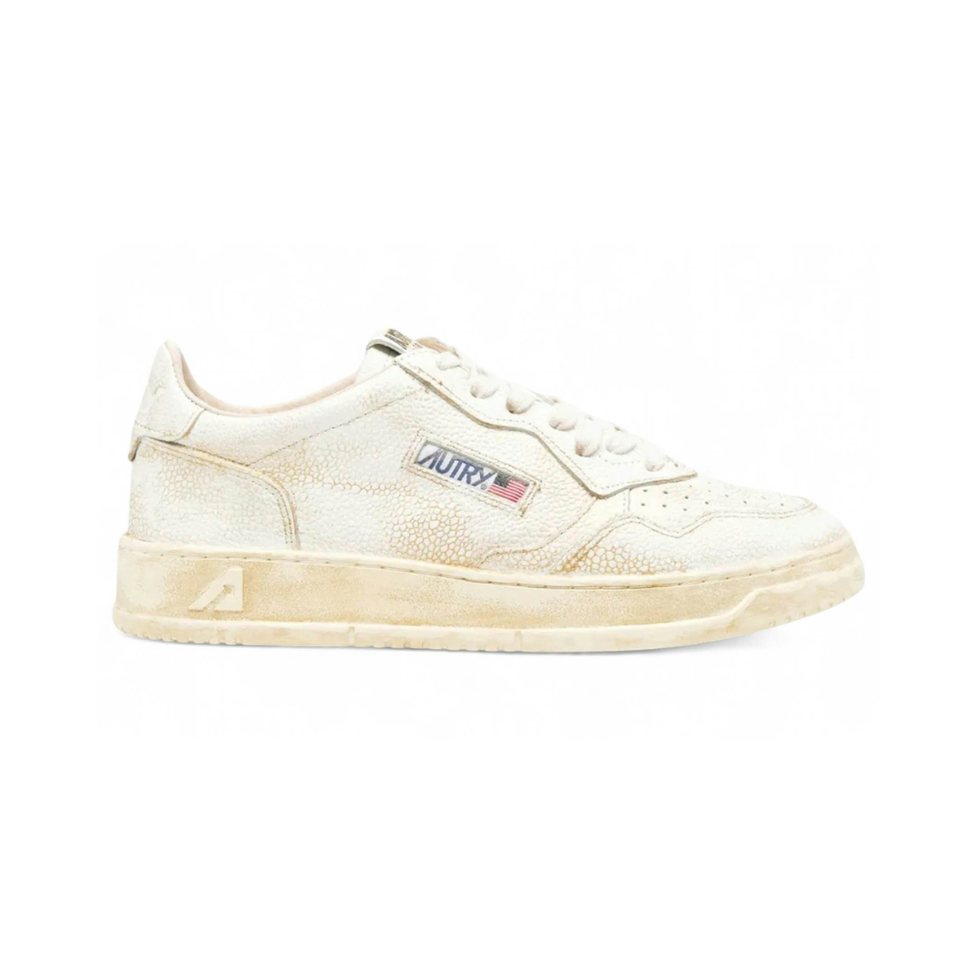Autry Super Vintage Low Distressed White Leather