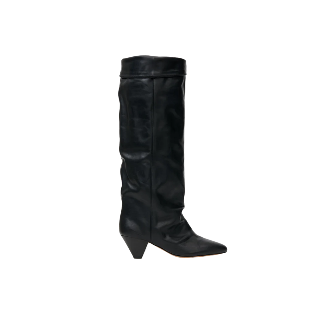 Isabel Marant Elita Boots Smooth Leather Fold-Over Black