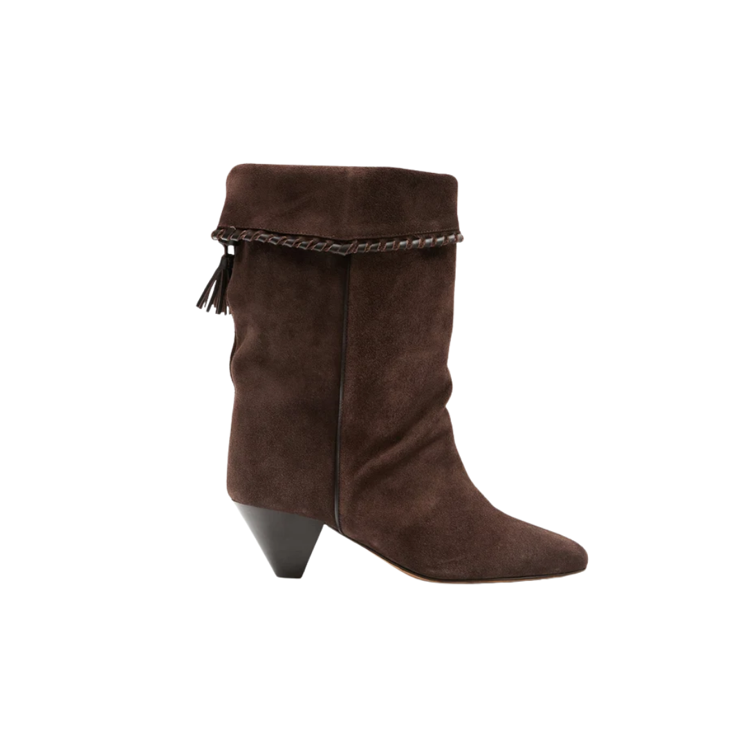 Isabel Marant Dalby Ankle Boots Draped Suede Chocolate