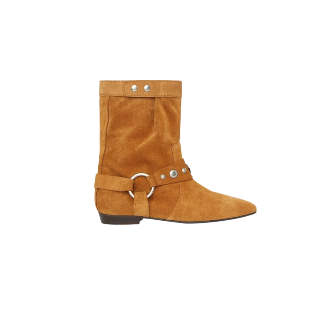 Isabel Marant Stania Flat-Heeled Boots Suede Calfskin Leather