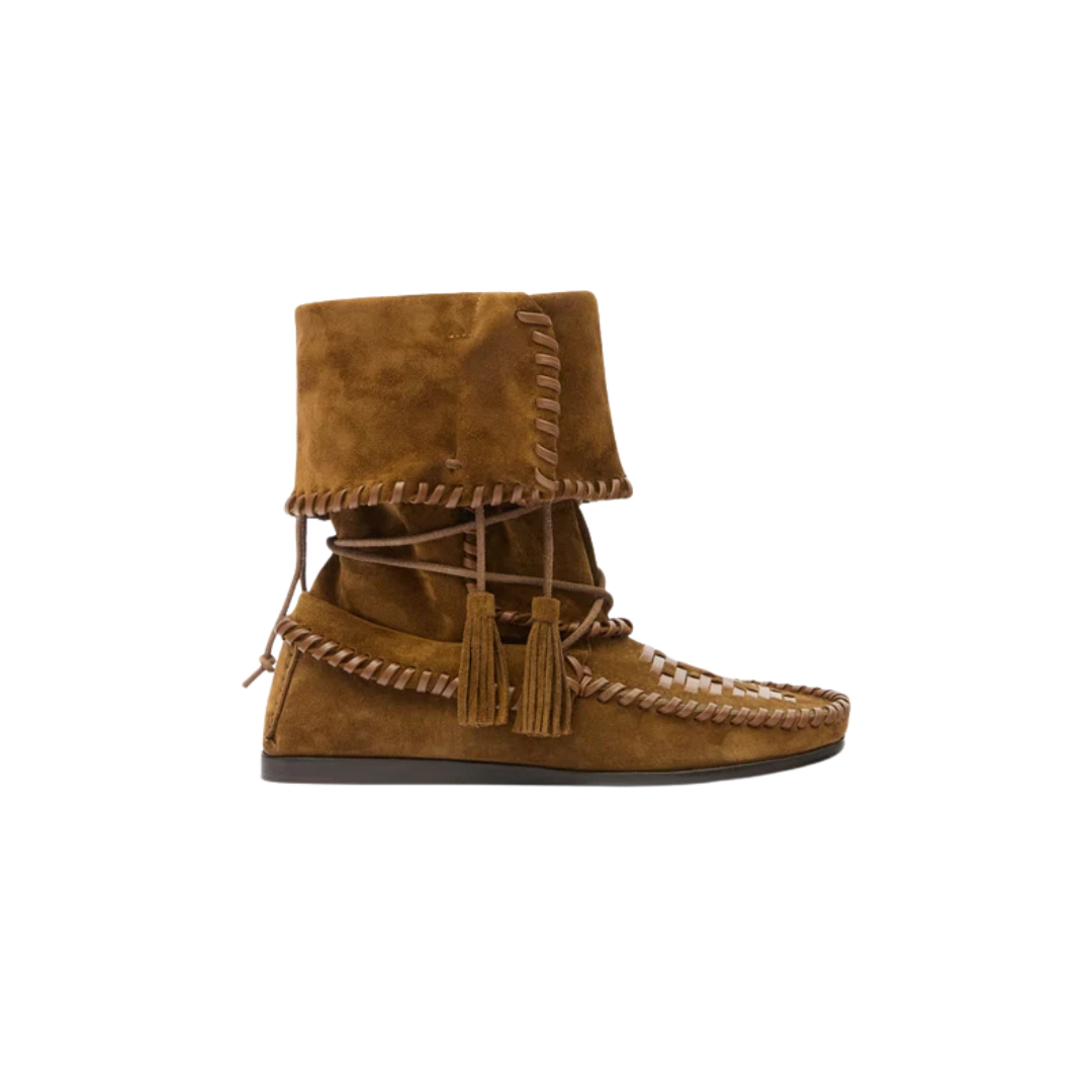 Isabel Marant Winki Boots Braided Suede Leather Light Bronze