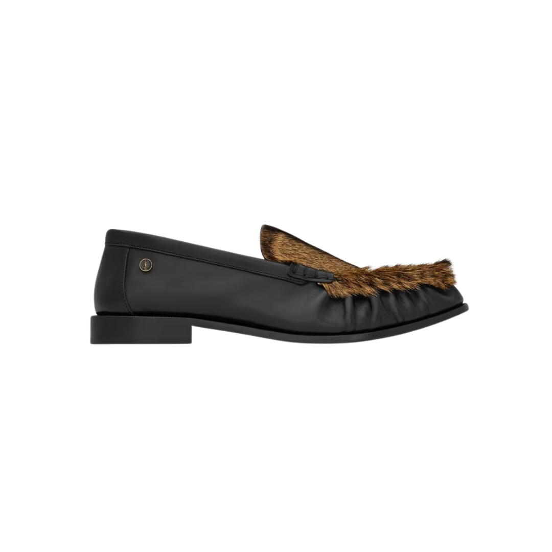 YSL Le Loafer Supple Smooth Leather Pony Hair Leather Black & Brown