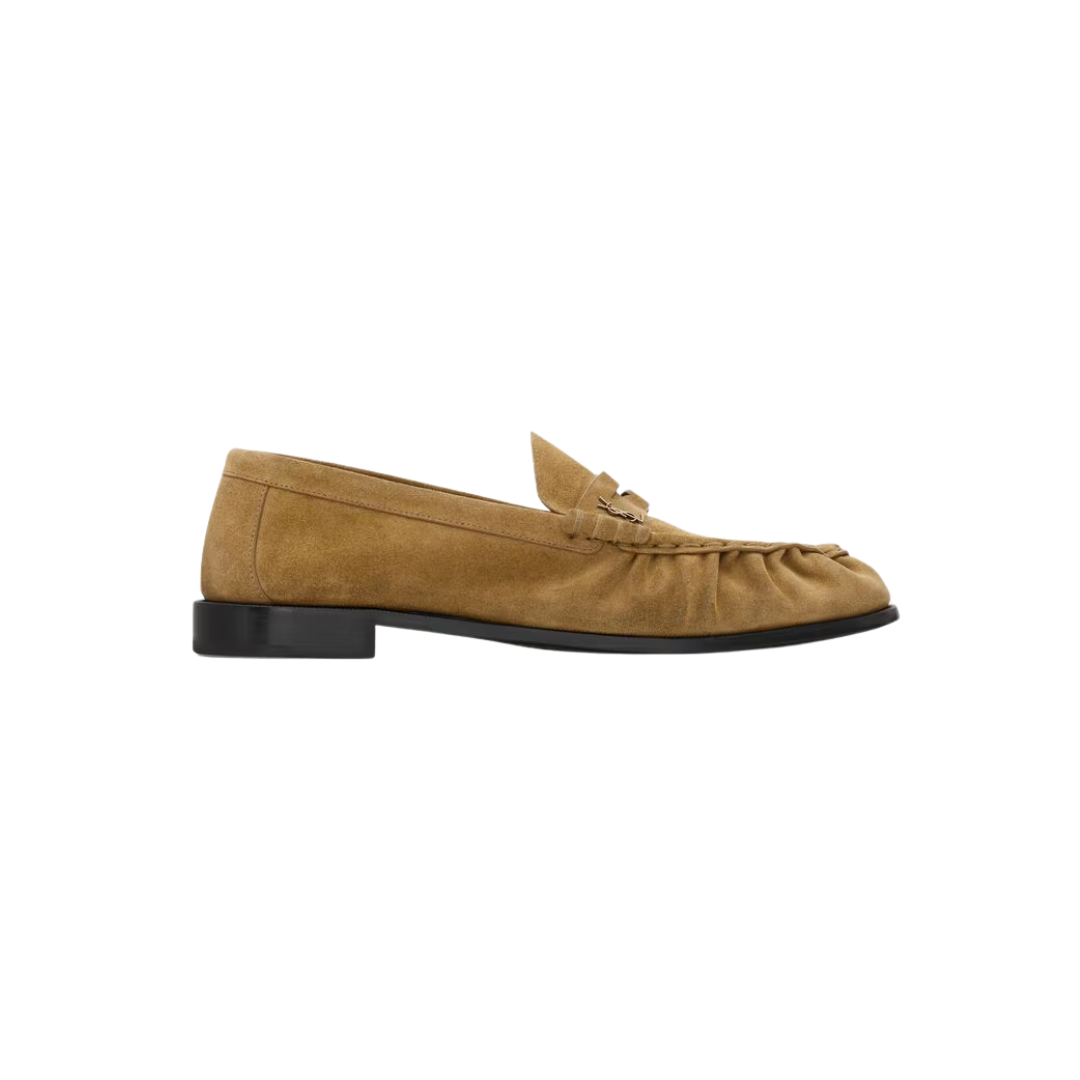 YSL Le Loafer Supple Suede Cognac