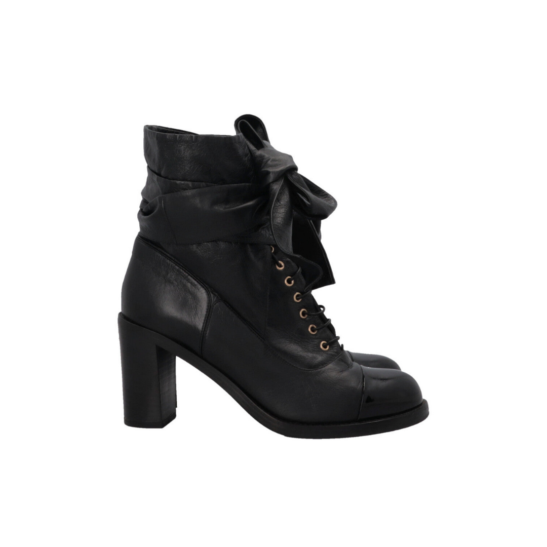 Lace Up Ankle Boots Leather Black