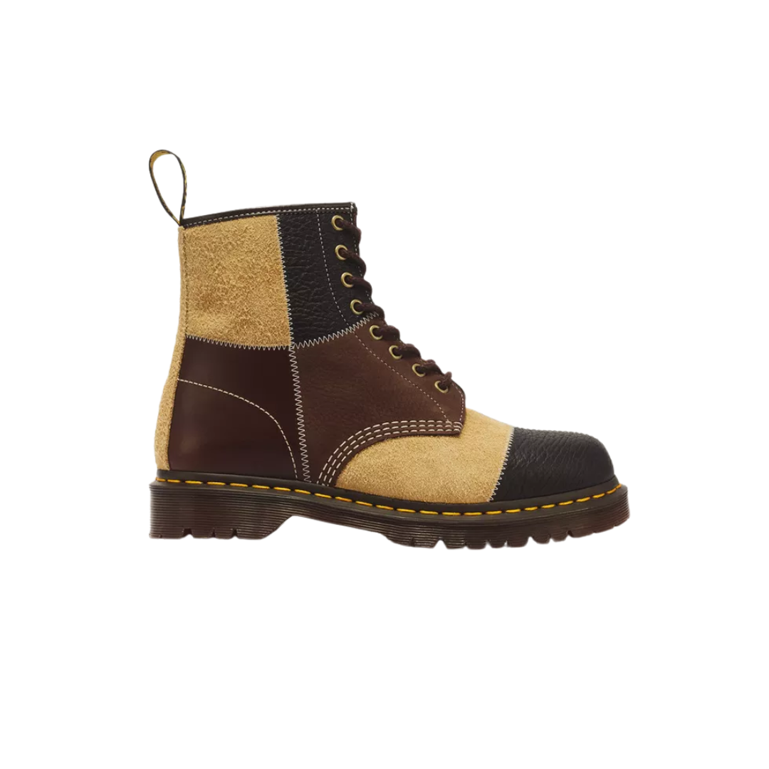 DR. MARTENS 1460 Patchwork 8 Eye Leather & Nubuck Lace Boots