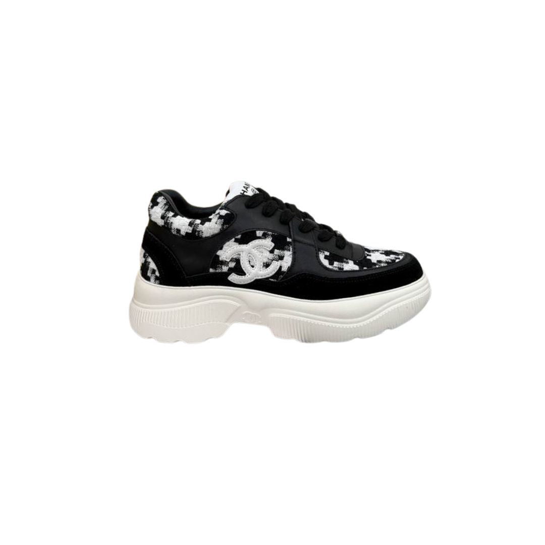Black White Chunky Platform Sneakers