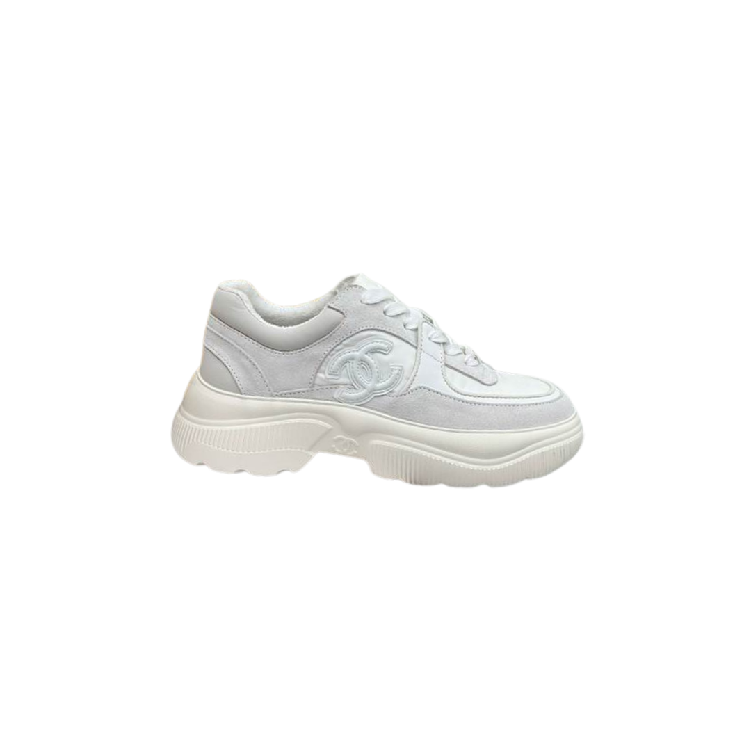 White Chunky Platform Sneakers