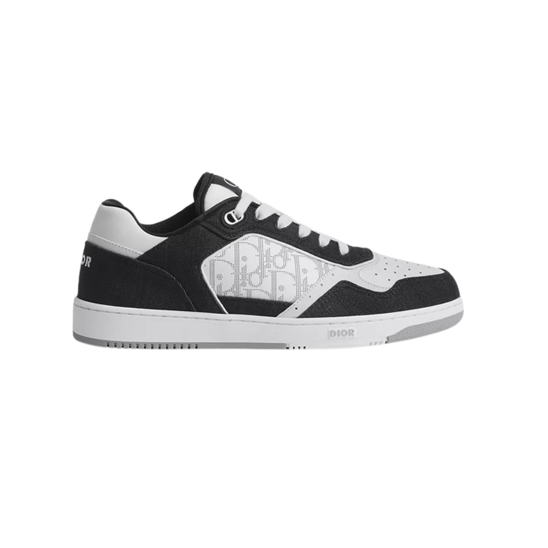 B27 Uptown Low-Top Sneaker White Smooth Calfskin Black Denim