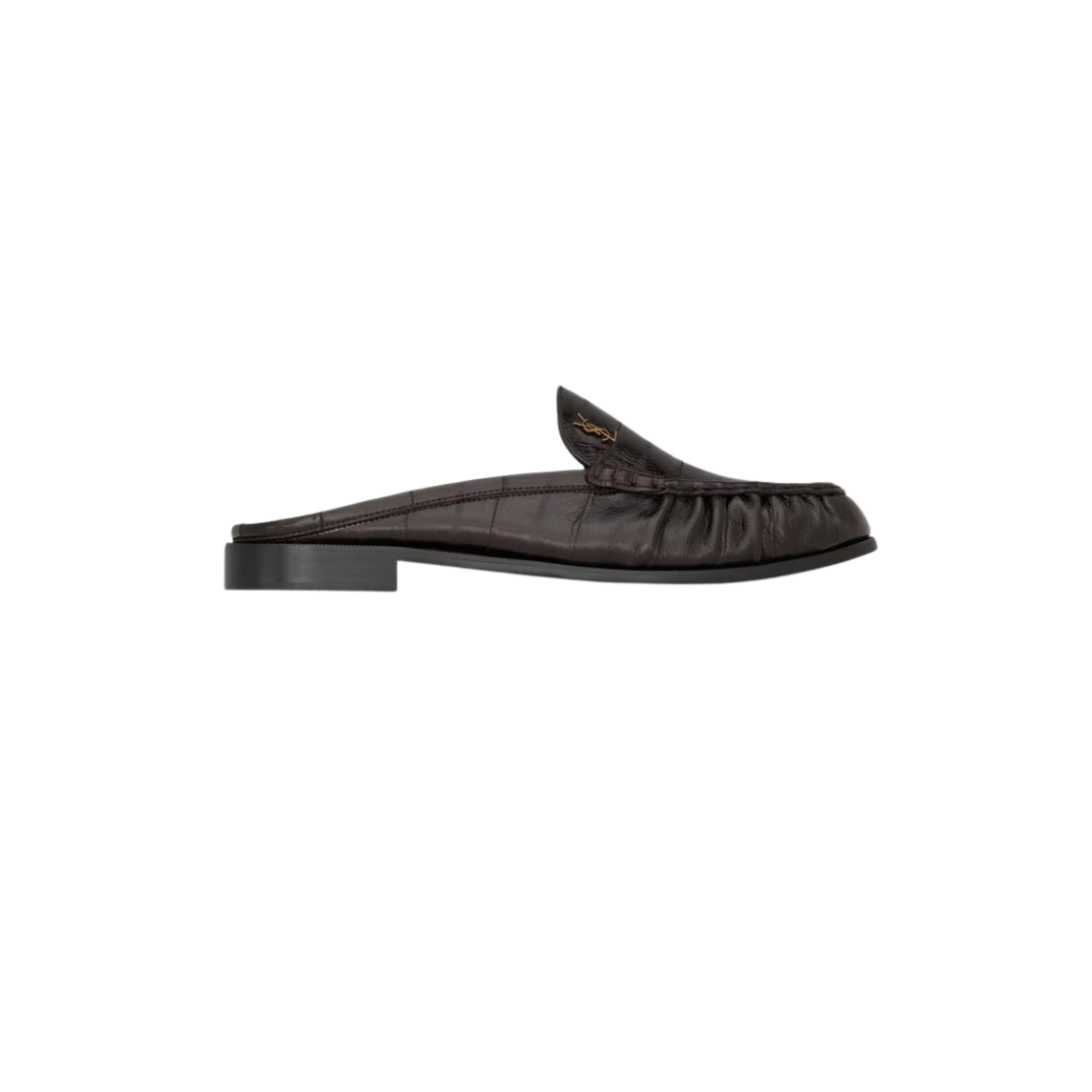 YSL Le Loafer Mules Hagfish Burnt Brown