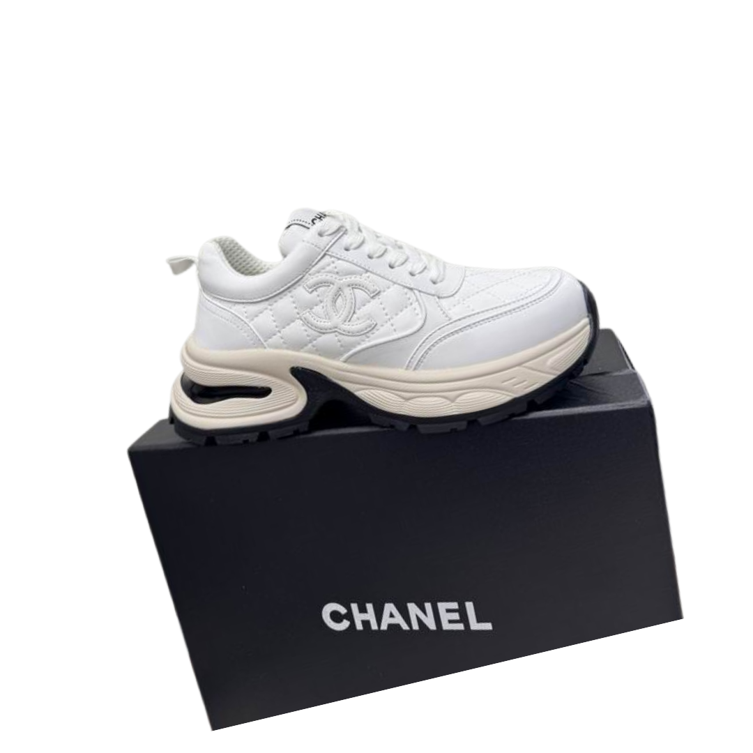 White Trainers Resting Black