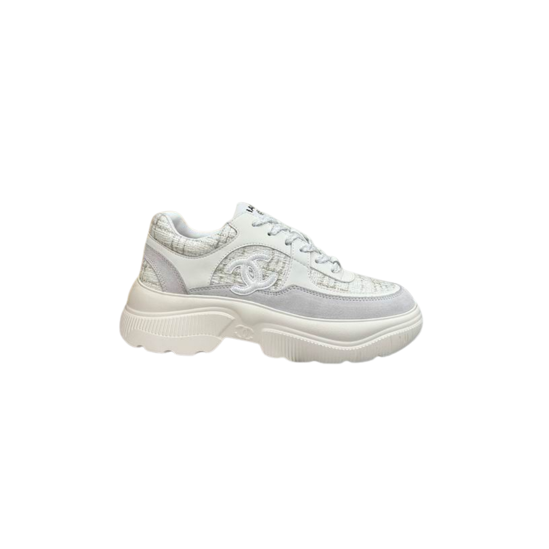 White Chunky Platform Sneakers Presented