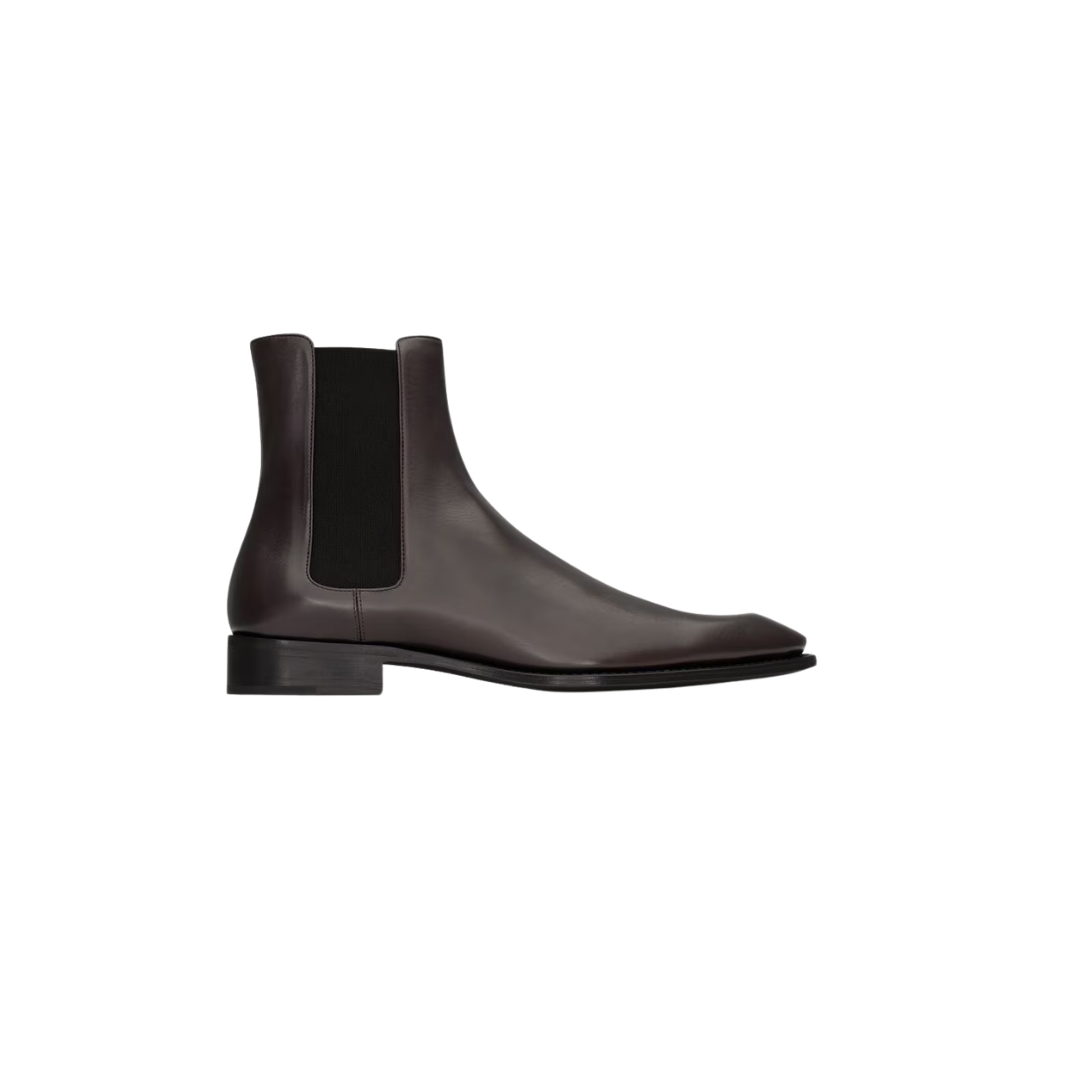 YSL Aurelien Chelsea Boots Smooth Leather Brown