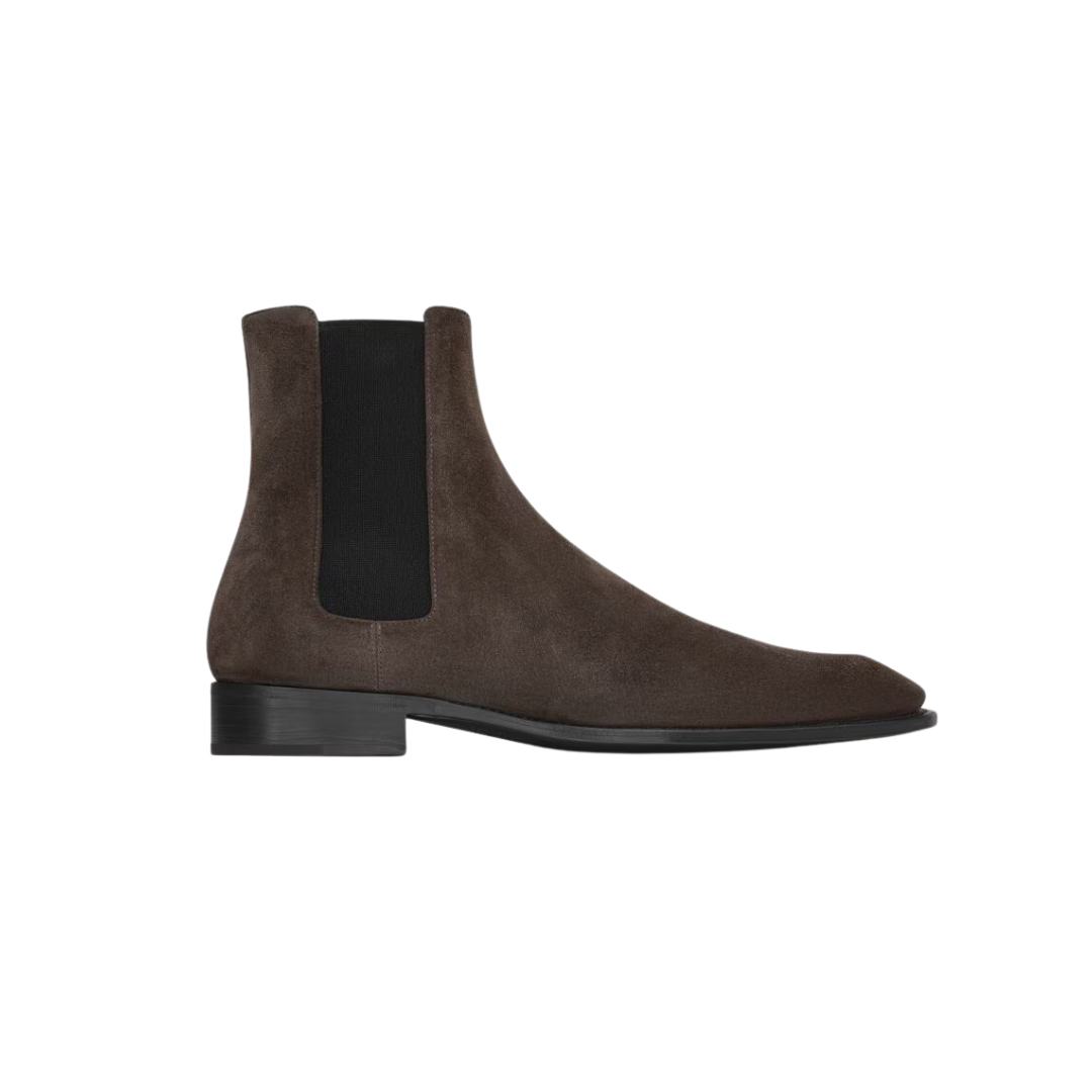 YSL Aurelien Chelsea Boots Suede Taupe Brown