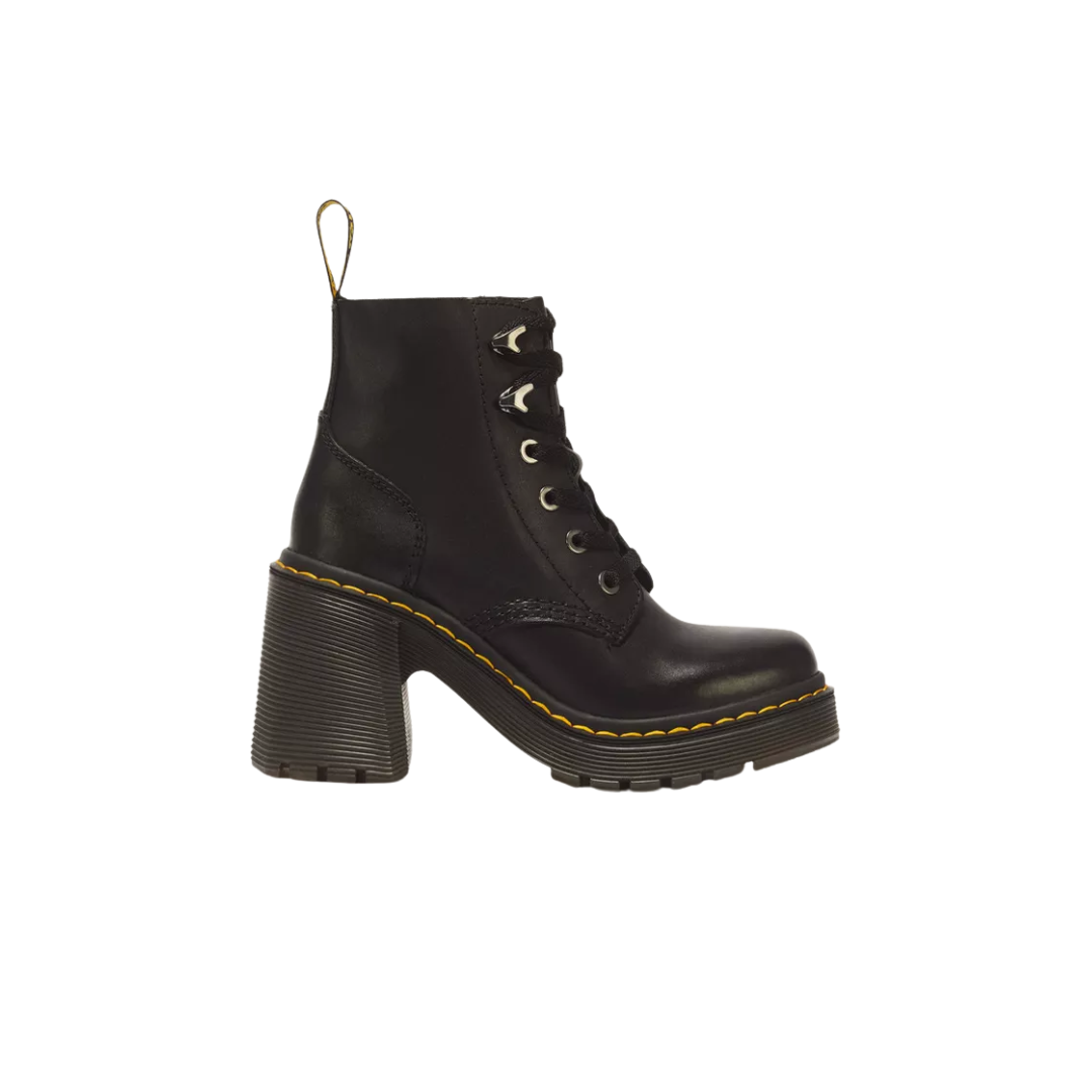 DR. MARTENS Jesy Sendal Leather Lace Flared Heel Boots