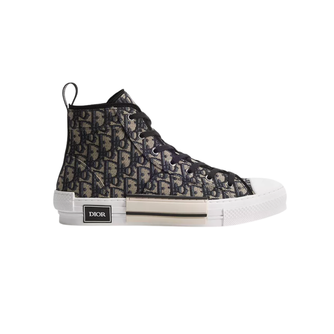 B23 League High-Top Sneaker Beige Black Oblique Jacquard