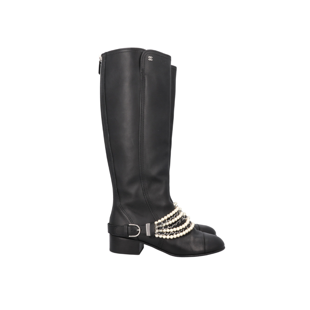 2018 Pearl Knee High Riding Boots Black