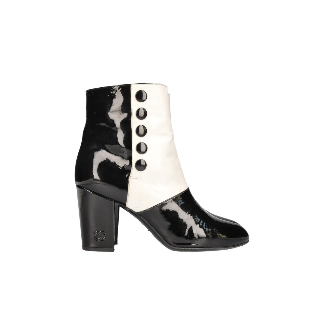 Ankle Boots Patent Black White